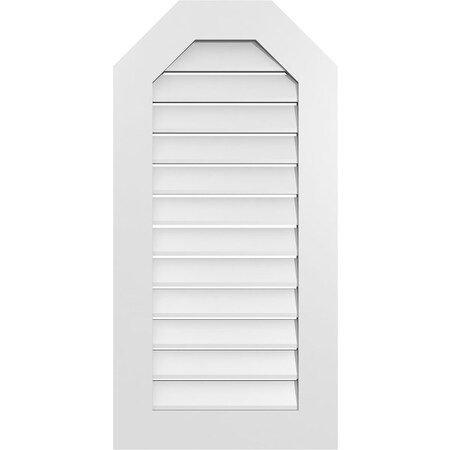 Ekena Millwork Octagonal Top Surface Mount PVC Gable Vent: Functional, w/ 3-1/2"W x 1"P Standard Frame, 20"W x 40"H GVPOT20X4001SF